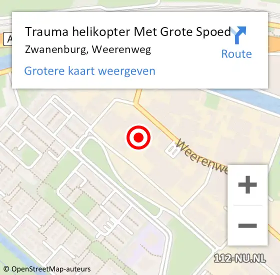 Locatie op kaart van de 112 melding: Trauma helikopter Met Grote Spoed Naar Zwanenburg, Weerenweg op 6 januari 2024 14:48
