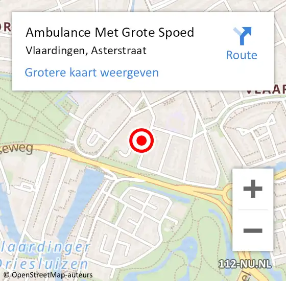 Locatie op kaart van de 112 melding: Ambulance Met Grote Spoed Naar Vlaardingen, Asterstraat op 6 januari 2024 15:23