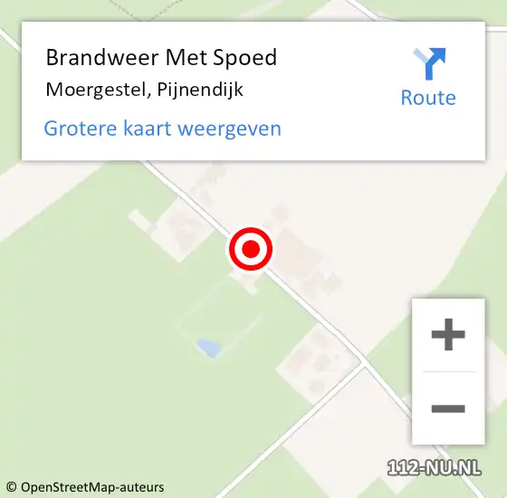 Locatie op kaart van de 112 melding: Brandweer Met Spoed Naar Moergestel, Pijnendijk op 6 januari 2024 16:07
