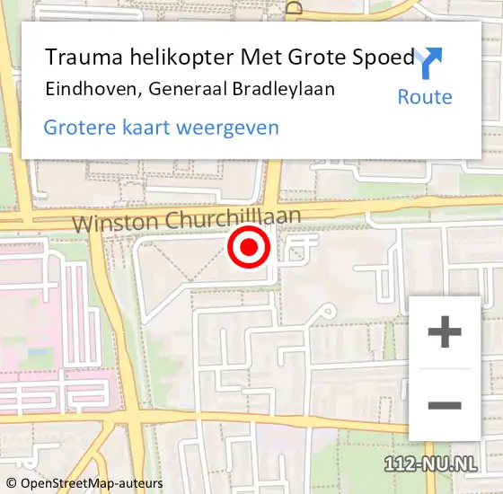 Locatie op kaart van de 112 melding: Trauma helikopter Met Grote Spoed Naar Eindhoven, Generaal Bradleylaan op 6 januari 2024 16:16