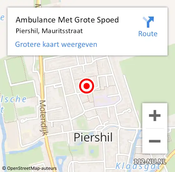 Locatie op kaart van de 112 melding: Ambulance Met Grote Spoed Naar Piershil, Mauritsstraat op 6 januari 2024 16:34