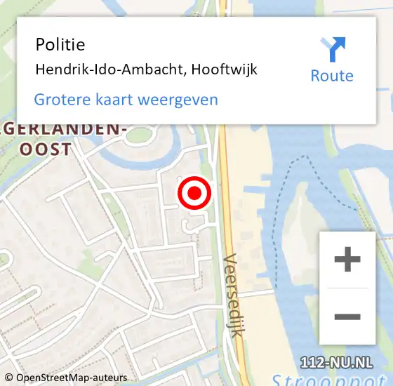 Locatie op kaart van de 112 melding: Politie Hendrik-Ido-Ambacht, Hooftwijk op 6 januari 2024 17:14