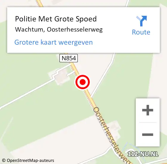 Locatie op kaart van de 112 melding: Politie Met Grote Spoed Naar Wachtum, Oosterhesselerweg op 6 januari 2024 17:26