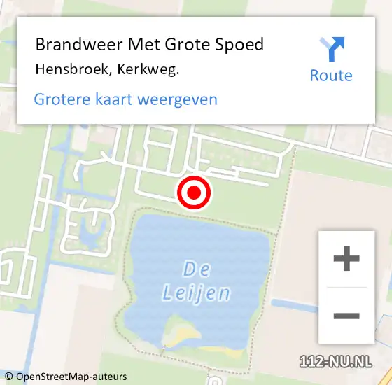 Locatie op kaart van de 112 melding: Brandweer Met Grote Spoed Naar Hensbroek, Kerkweg. op 6 januari 2024 18:32