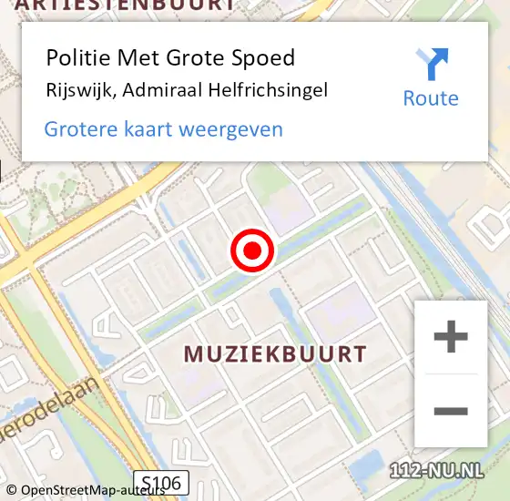 Locatie op kaart van de 112 melding: Politie Met Grote Spoed Naar Rijswijk, Admiraal Helfrichsingel op 6 januari 2024 18:38