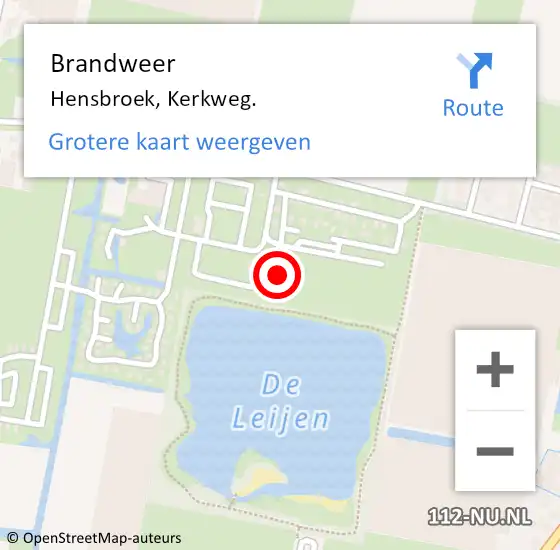 Locatie op kaart van de 112 melding: Brandweer Hensbroek, Kerkweg. op 6 januari 2024 19:07