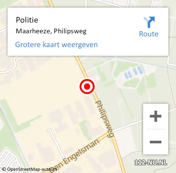 Locatie op kaart van de 112 melding: Politie Maarheeze, Philipsweg op 6 januari 2024 21:34