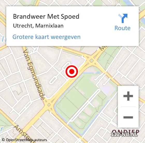 Locatie op kaart van de 112 melding: Brandweer Met Spoed Naar Utrecht, Marnixlaan op 6 januari 2024 22:31