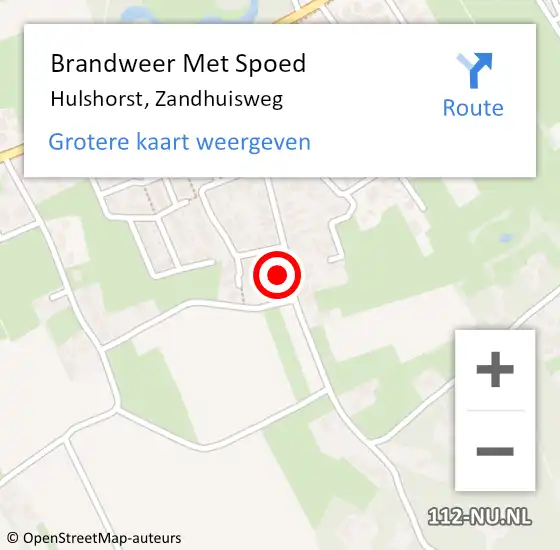 Locatie op kaart van de 112 melding: Brandweer Met Spoed Naar Hulshorst, Zandhuisweg op 7 januari 2024 00:01