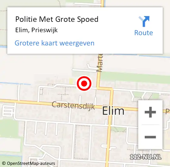Locatie op kaart van de 112 melding: Politie Met Grote Spoed Naar Elim, Prieswijk op 7 januari 2024 00:37