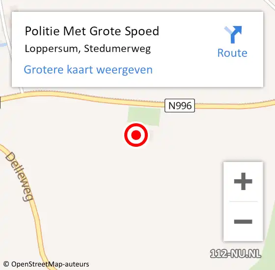 Locatie op kaart van de 112 melding: Politie Met Grote Spoed Naar Loppersum, Stedumerweg op 7 januari 2024 02:06