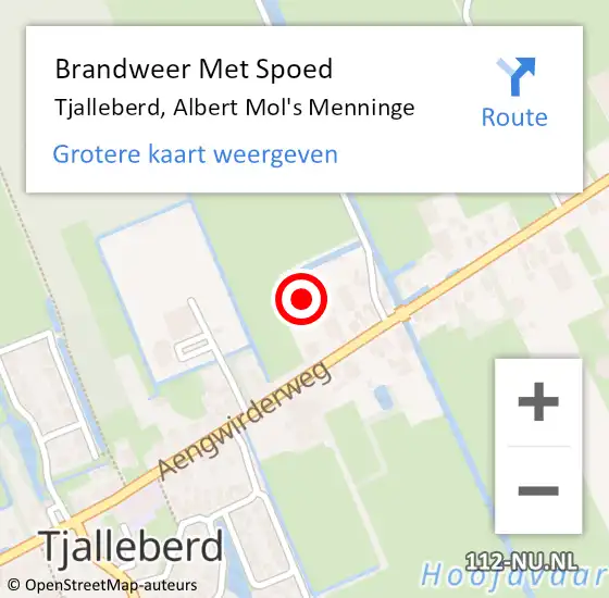 Locatie op kaart van de 112 melding: Brandweer Met Spoed Naar Tjalleberd, Albert Mol's Menninge op 7 januari 2024 08:03