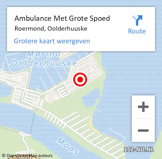 Locatie op kaart van de 112 melding: Ambulance Met Grote Spoed Naar Roermond, Oolderhuuske op 7 januari 2024 11:10