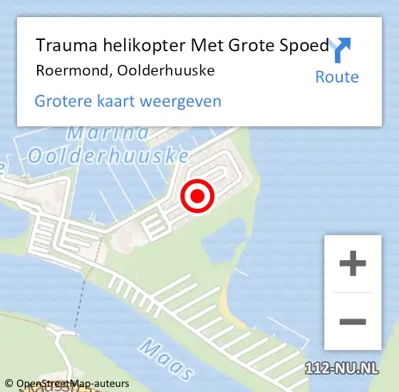 Locatie op kaart van de 112 melding: Trauma helikopter Met Grote Spoed Naar Roermond, Oolderhuuske op 7 januari 2024 11:14