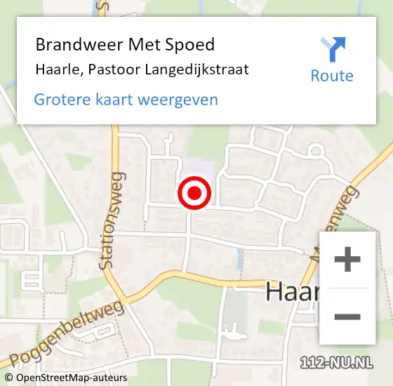 Locatie op kaart van de 112 melding: Brandweer Met Spoed Naar Haarle, Pastoor Langedijkstraat op 21 september 2014 09:52