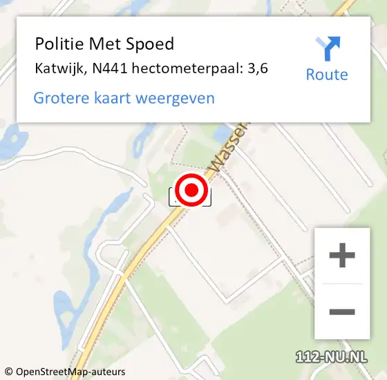 Locatie op kaart van de 112 melding: Politie Met Spoed Naar Katwijk, N441 hectometerpaal: 3,6 op 7 januari 2024 13:25