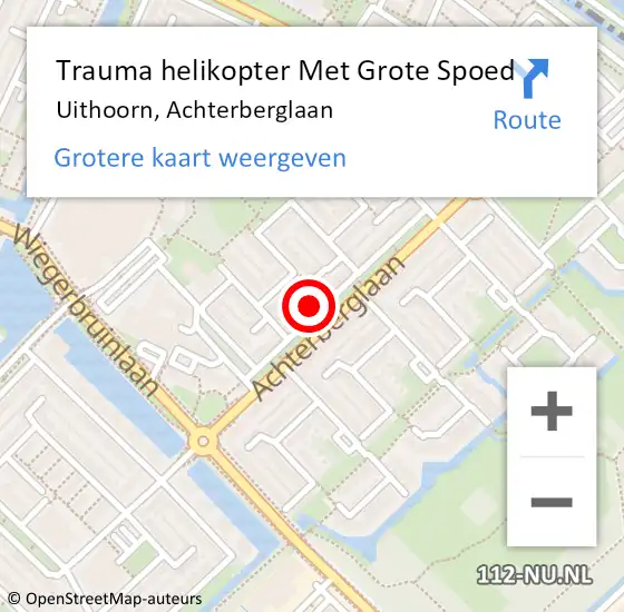 Locatie op kaart van de 112 melding: Trauma helikopter Met Grote Spoed Naar Uithoorn, Achterberglaan op 7 januari 2024 14:08