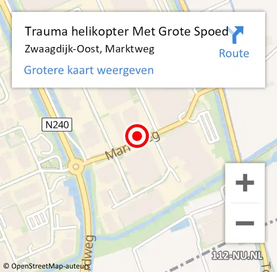 Locatie op kaart van de 112 melding: Trauma helikopter Met Grote Spoed Naar Zwaagdijk-Oost, Marktweg op 7 januari 2024 16:36