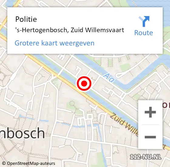 Locatie op kaart van de 112 melding: Politie 's-Hertogenbosch, Zuid Willemsvaart op 7 januari 2024 16:40