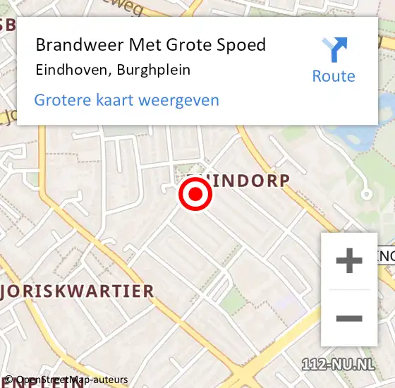 Locatie op kaart van de 112 melding: Brandweer Met Grote Spoed Naar Eindhoven, Burghplein op 7 januari 2024 17:37