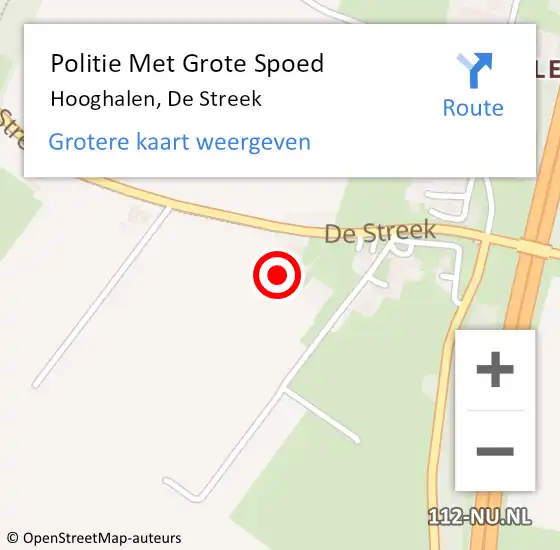 Locatie op kaart van de 112 melding: Politie Met Grote Spoed Naar Hooghalen, De Streek op 7 januari 2024 17:53