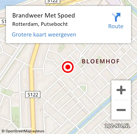 Locatie op kaart van de 112 melding: Brandweer Met Spoed Naar Rotterdam, Putsebocht op 7 januari 2024 18:13