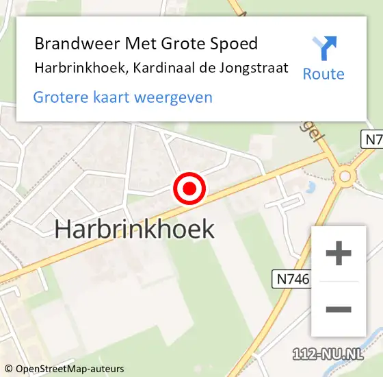 Locatie op kaart van de 112 melding: Brandweer Met Grote Spoed Naar Harbrinkhoek, Kardinaal de Jongstraat op 7 januari 2024 18:54