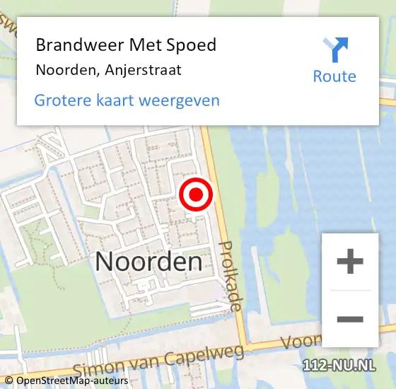 Locatie op kaart van de 112 melding: Brandweer Met Spoed Naar Noorden, Anjerstraat op 7 januari 2024 19:49