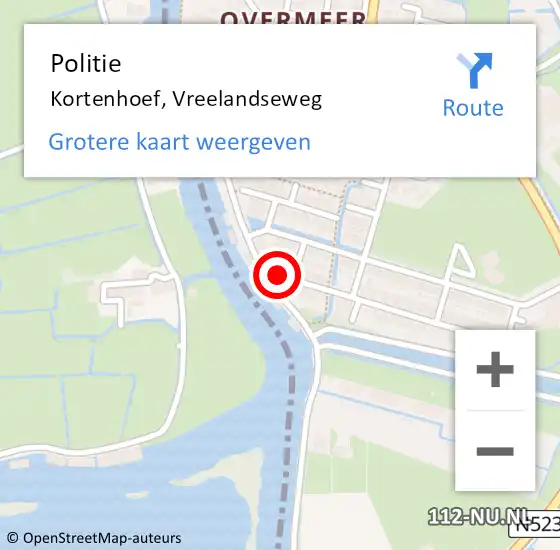 Locatie op kaart van de 112 melding: Politie Kortenhoef, Vreelandseweg op 7 januari 2024 20:23
