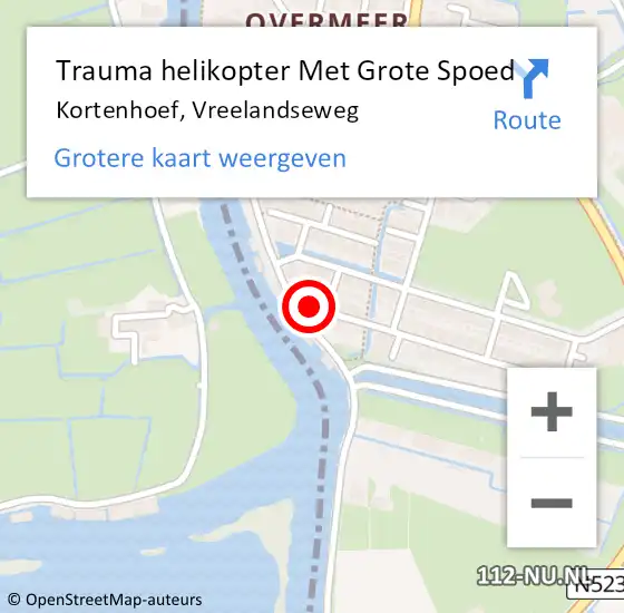 Locatie op kaart van de 112 melding: Trauma helikopter Met Grote Spoed Naar Kortenhoef, Vreelandseweg op 7 januari 2024 20:27