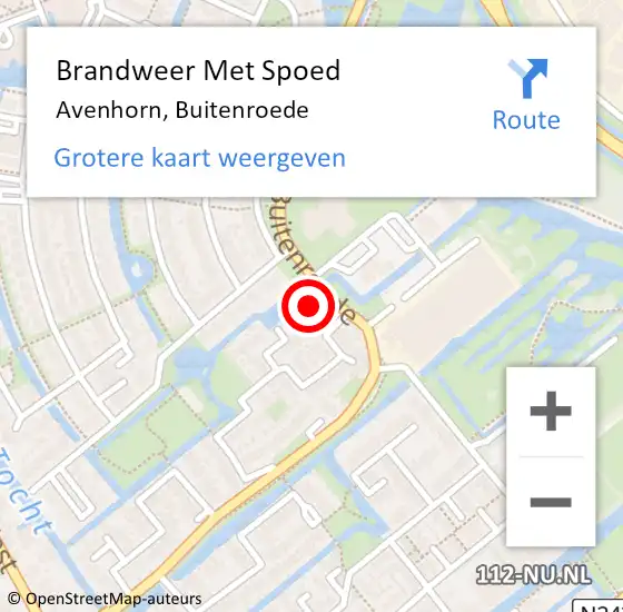 Locatie op kaart van de 112 melding: Brandweer Met Spoed Naar Avenhorn, Buitenroede op 7 januari 2024 21:15