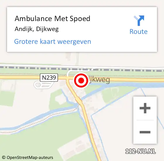 Locatie op kaart van de 112 melding: Ambulance Met Spoed Naar Andijk, Dijkweg op 7 januari 2024 22:29