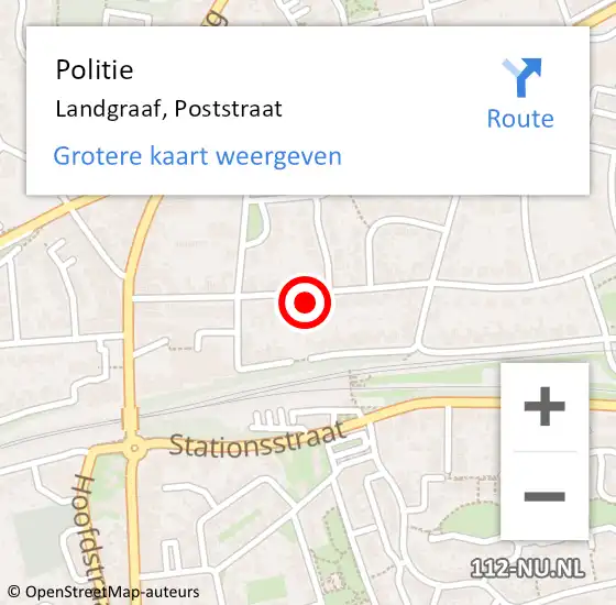 Locatie op kaart van de 112 melding: Politie Landgraaf, Poststraat op 7 januari 2024 23:27