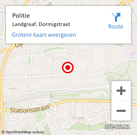 Locatie op kaart van de 112 melding: Politie Landgraaf, Dormigstraat op 7 januari 2024 23:29