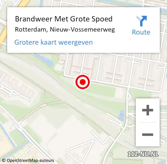 Locatie op kaart van de 112 melding: Brandweer Met Grote Spoed Naar Rotterdam, Nieuw-Vossemeerweg op 7 januari 2024 23:43