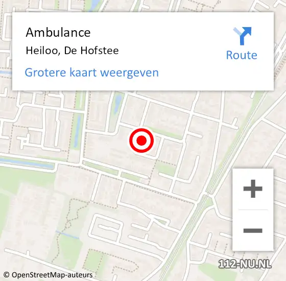 Locatie op kaart van de 112 melding: Ambulance Heiloo, De Hofstee op 8 januari 2024 00:11