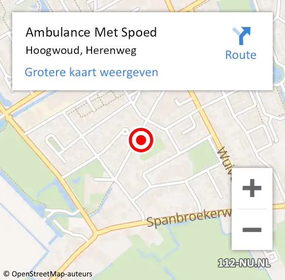 Locatie op kaart van de 112 melding: Ambulance Met Spoed Naar Hoogwoud, Herenweg op 8 januari 2024 04:17