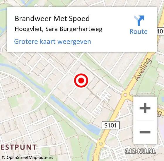 Locatie op kaart van de 112 melding: Brandweer Met Spoed Naar Hoogvliet, Sara Burgerhartweg op 8 januari 2024 05:24