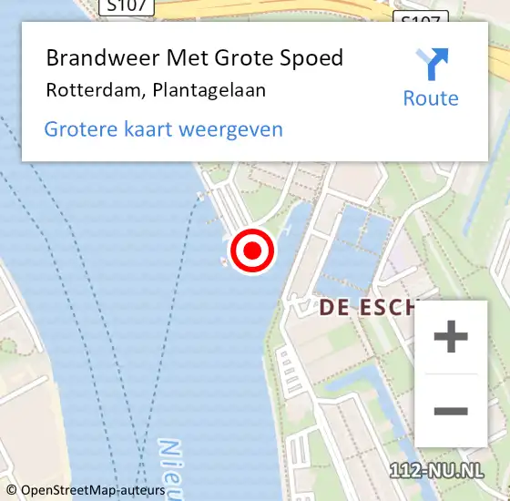 Locatie op kaart van de 112 melding: Brandweer Met Grote Spoed Naar Rotterdam, Plantagelaan op 8 januari 2024 06:57