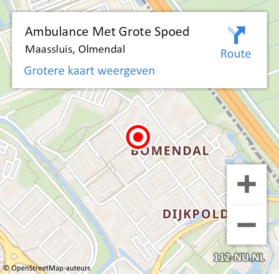 Locatie op kaart van de 112 melding: Ambulance Met Grote Spoed Naar Maassluis, Olmendal op 8 januari 2024 07:04