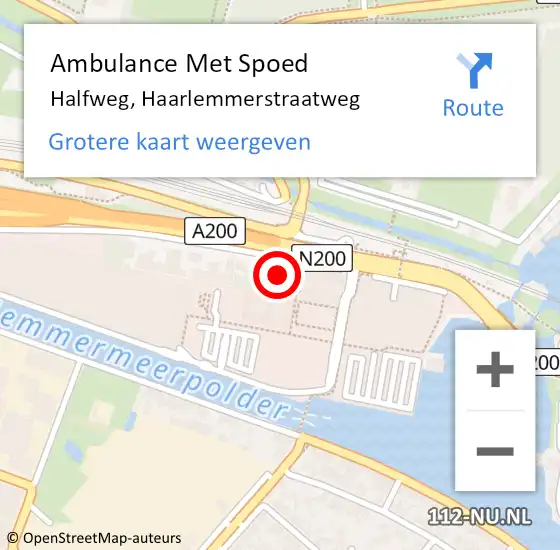 Locatie op kaart van de 112 melding: Ambulance Met Spoed Naar Halfweg, Haarlemmerstraatweg op 8 januari 2024 07:11