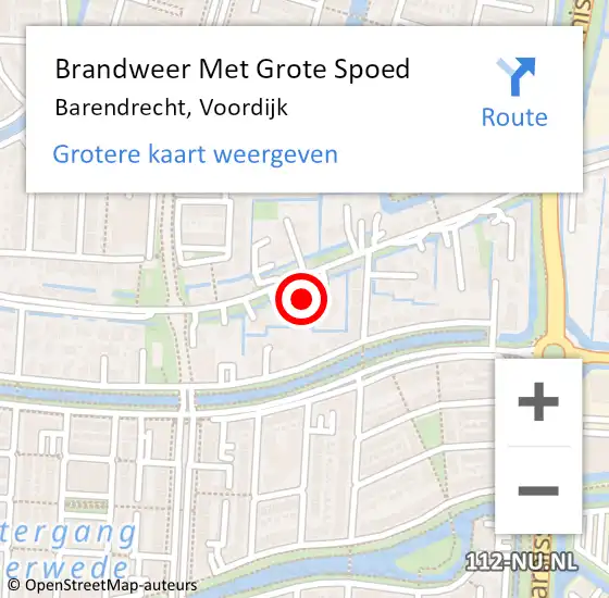 Locatie op kaart van de 112 melding: Brandweer Met Grote Spoed Naar Barendrecht, Voordijk op 8 januari 2024 08:00