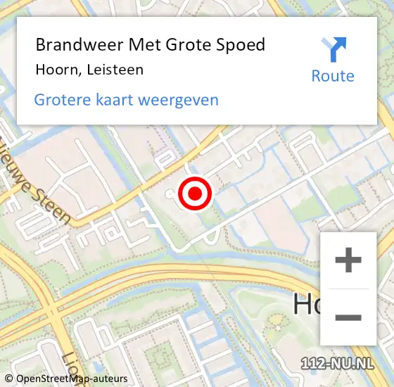 Locatie op kaart van de 112 melding: Brandweer Met Grote Spoed Naar Hoorn, Leisteen op 8 januari 2024 09:04