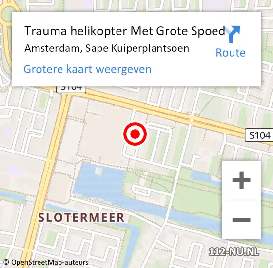 Locatie op kaart van de 112 melding: Trauma helikopter Met Grote Spoed Naar Amsterdam, Sape Kuiperplantsoen op 8 januari 2024 09:09