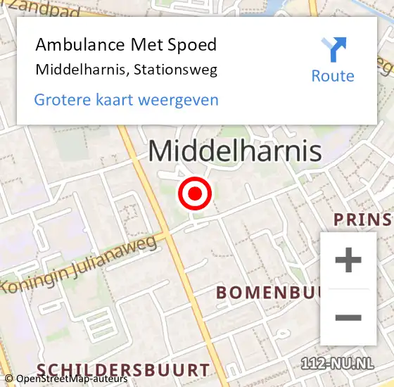 Locatie op kaart van de 112 melding: Ambulance Met Spoed Naar Middelharnis, Stationsweg op 8 januari 2024 10:06