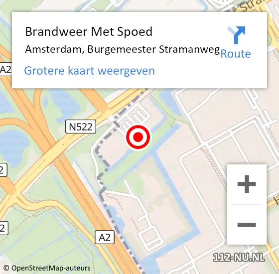 Locatie op kaart van de 112 melding: Brandweer Met Spoed Naar Amsterdam, Burgemeester Stramanweg op 8 januari 2024 10:19