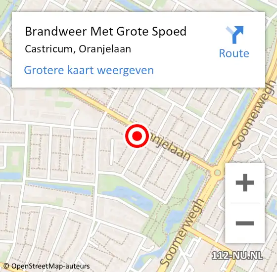 Locatie op kaart van de 112 melding: Brandweer Met Grote Spoed Naar Castricum, Oranjelaan op 8 januari 2024 10:38
