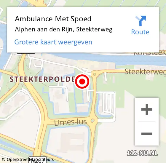 Locatie op kaart van de 112 melding: Ambulance Met Spoed Naar Alphen aan den Rijn, Steekterweg op 8 januari 2024 10:40
