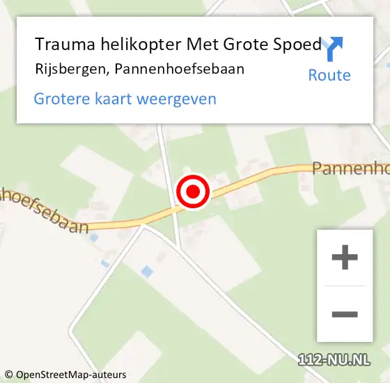 Locatie op kaart van de 112 melding: Trauma helikopter Met Grote Spoed Naar Rijsbergen, Pannenhoefsebaan op 8 januari 2024 11:03