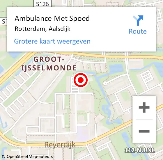 Locatie op kaart van de 112 melding: Ambulance Met Spoed Naar Rotterdam, Aalsdijk op 8 januari 2024 12:21